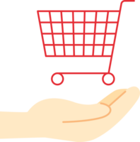 Hand giving shopping cart flat icon png