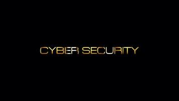 CYBER SECURITY golden text with light glowing glitch effect video