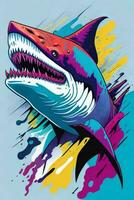 A detailed illustration of a Shark for a t-shirt design, wallpaper, fashion photo