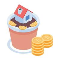 Modern isometric icon of money vector