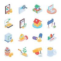 Bundle of Benefit Claims Isometric Icons vector