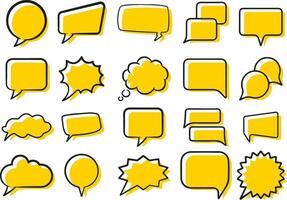 Speech bubble flat outline vector set