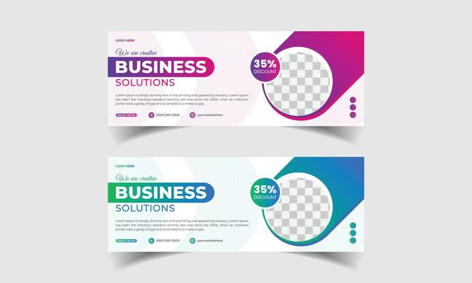 With a photo placement and a contemporary layout on a white backdrop, this business-oriented Facebook cover page timeline template stands out.