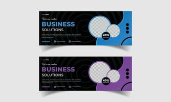 Fully adaptable social media cover vector templates, advertising designs, social media banner posts, business events, webinar Facebook covers, and site banner templates.