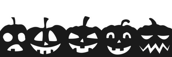 Halloween party banner with black scary pumpkin face isolated on background, space for text, sale template ,website, poster, vector illustration.