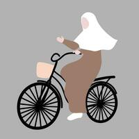 musulmán mujer con su bicicleta vector