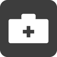 first aid kit icon in black square. png