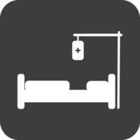 hospital bed icon in black square. png