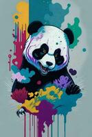 un detallado ilustración de un panda para un camiseta diseño, fondo de pantalla, Moda foto