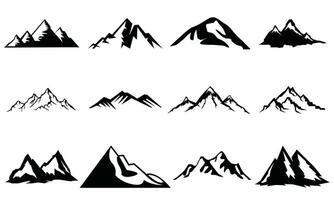 Mountain silhouette set. Rocky mountains icon or logo collection. Vector illustration.