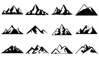 Mountain silhouette set. Rocky mountains icon or logo collection. Vector illustration.