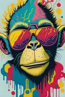 un detallado ilustración de un mono para un camiseta diseño, fondo de pantalla, Moda foto