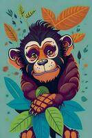 A detailed illustration of a Monkey for a t-shirt design, wallpaper, fashion photo