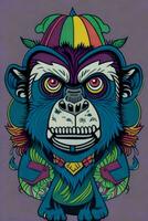 A detailed illustration of a Monkey for a t-shirt design, wallpaper, fashion photo