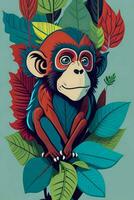 A detailed illustration of a Monkey for a t-shirt design, wallpaper, fashion photo