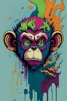 A detailed illustration of a Monkey for a t-shirt design, wallpaper, fashion photo