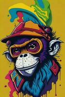 un detallado ilustración de un mono para un camiseta diseño, fondo de pantalla, Moda foto