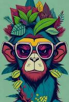 A detailed illustration of a Monkey for a t-shirt design, wallpaper, fashion photo