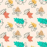Autumn Season Seamless Pattern Design with Fall Elements in Template Cartoon Flat Illustration vector