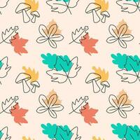 Autumn Season Seamless Pattern Design with Fall Elements in Template Cartoon Flat Illustration vector