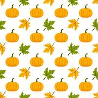 Autumn Season Seamless Pattern Design with Fall Elements in Template Cartoon Flat Illustration vector