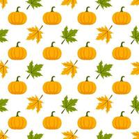 Autumn Season Seamless Pattern Design with Fall Elements in Template Cartoon Flat Illustration vector