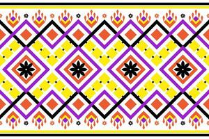 Colorful geometric ethnic seamless pattern design for wallpaper, background, fabric, curtain, carpet, clothing, and wrapping. vector