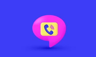 3d realistic cartoon phone handset speech bubble creative icon trendy modern style object symbols isolated on background vector