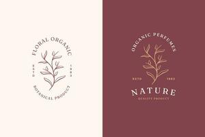 Floral Organic Plant and Botanical Feminine Logo Collection. Elegant vector Template for florist, hand drawn beauty, organic cosmetics, spa, salon, photography, boutique, wedding.