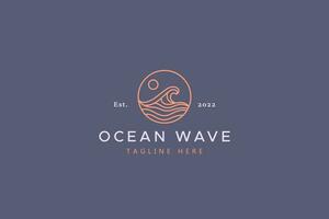 Ocean Wave At Circle Frame Shape Badge Logo Template Design. vector