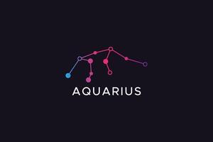 Astrological Sign Gradient Color Aquarius Logo Abstract vector