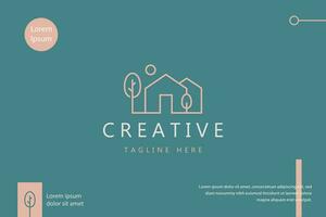 Logo House Property Architecture Natural Concept. Creative Idea Geometric Shape. Branding Web and Presentation Background. vector