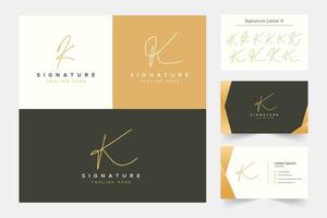 Letter K Signature Handwritten Logo with Business Card and Optional Style Type vector