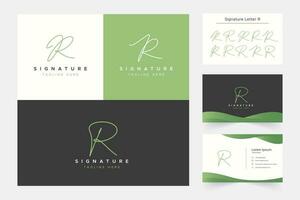 Letter R Signature Handwritten Logo with Business Card and Optional Style Type vector