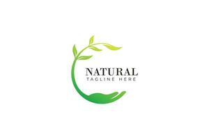 natural Fresco planta con mano resumen logo vector