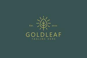 Logo Leaf Abstract Symbol Concept Label. Icon Nature Creative Brand Identity Badge. Gold Coin Simple Illustration. vector