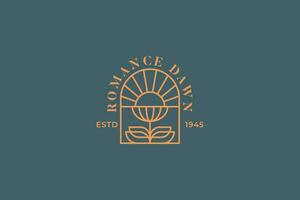 Sun and Flower Vintage Badge Logo vector