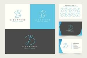 Letter B Signature Handwritten Logo with Business Card and Optional Style Type vector