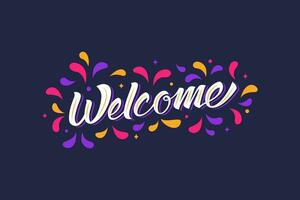 Welcome Banner Text Handwritten Art Original Typography with Colorful Ornament Decorative and Background vector