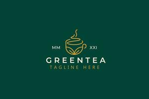 Cup Natural Hot Green Tea Logo Concept vector