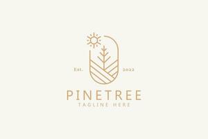 Pine Tree and Fir Abstract Logo Concept. Outdoor Park and Forest Adventure Vacation Sign Symbol. vector