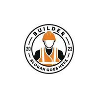 Construction worker logo design vector illustration