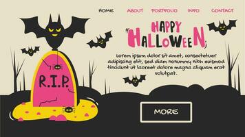 Happy Halloween poster. Website spooky or banner template, landing page. vector