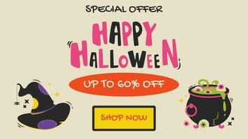 Halloween Sale Promotion poster template. Website spooky or banner template. vector