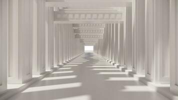 3D rendering of white corridor with classic concept photo