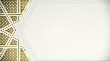 Arabic Islamic Arabic Luxurious Ornament Border Gold Color on Abstract White Background with Copy Space for Text photo
