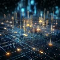 Networks and artificial intelligence technology or Chatbot Chat AI to create futuristic connectivity and global innovation to enable online access to information and information networks. photo