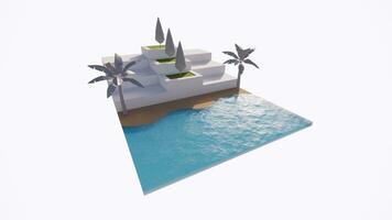 3D beach scene render element on white background. 3D isometric rendering. photo