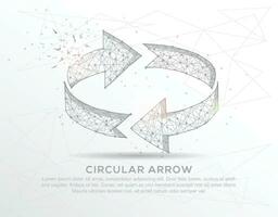 Circular arrow abstract mash line and composition digitally drawn in the form of broken a part triangle shape and scattered dots. vector