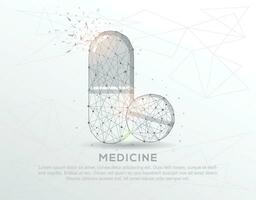 Medicine abstract mash line and composition digitally drawn in the form of broken a part triangle shape and scattered dots. vector